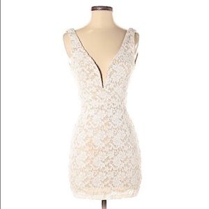 Mini Ivory Lace Cocktail Bodycon Dress Small | 0
